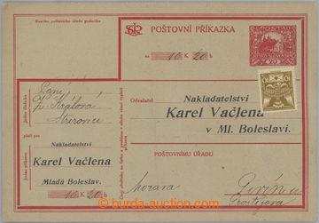 260819 - 1921 CPV2A, I. part order card Hradčany 20h with monogram, 