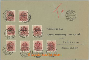 260828 - 1945 ROŽŇAVA / letter in the place franked with. 9 overpri