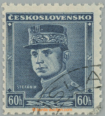 260849 - 1939 Sy.1, Blue Štefánik 60h with part of CDS BRATISLAVA; 