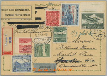 260855 - 1939 Reg and airmail PC Coat of arms (over splice) to German