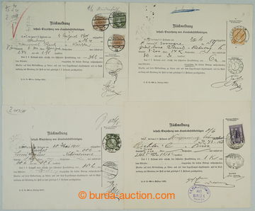 260895 - 1908-1912 printed matter Response - Rückmeldung, 4 pcs of b