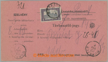 260920 - 1908 MUKACHEVO / whole Hungarian blank form Távbeszélö-je