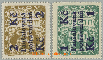 260935 - 1925-1929 Pof.PD2 + PD5, 2Kč/25h hnědoolivová + 1Kč/500h