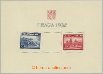 261044 - 1938 Pof.A342/343 production flaw, miniature sheet Praga 193