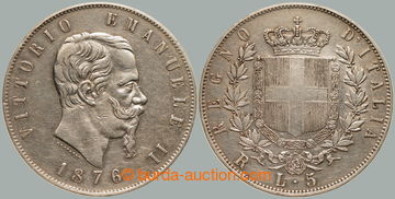 261063 - 1876 ITÁLIE / Viktor Emanuel II. (1861-1878), 5 lira R, Ř