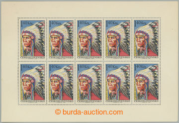 261106 - 1966 Pof.PL1541, Indian 1,40Kčs; thin place on 1 stmp., sou