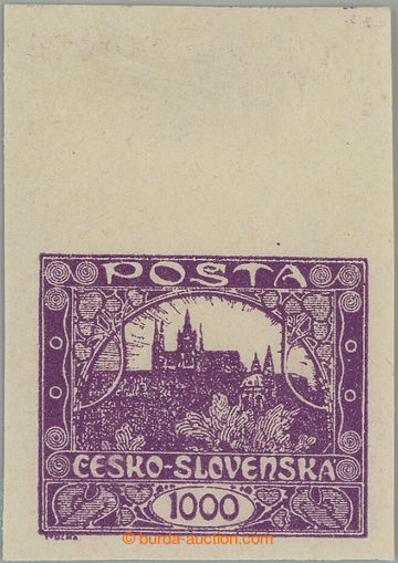 261146 -  Pof.26, 1000h violet, upper marginal piece; hinge / label o