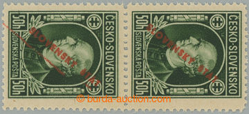 261149 - 1939 Sy.23A, Hlinka 50h with overprint, line perforation 12