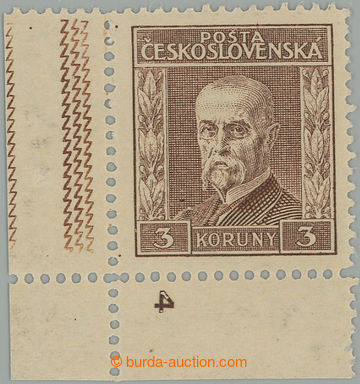 261179 - 1925 Pof.198 plate number, Gravure 3CZK brown, L the bottom 