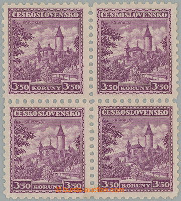 261198 - 1932 Pof.265, Křivoklát 3,50Kč fialová, 4-blok; bez nál