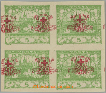 261215 -  PLATE PROOF  Hradčany 5h light green imperforated, block o