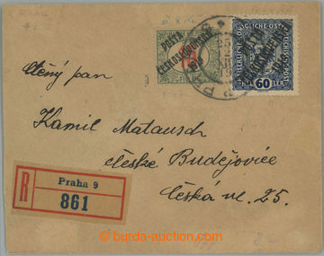 261226 - 1919 Reg letter small format with Coat of arms 60h blue and 