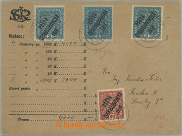 261227 - 1920 money letter for 9.000CZK sent in the place on/for J. 