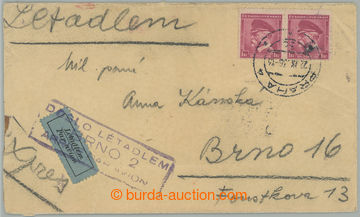 261239 - 1936 PRAHA - BRNO / Let-dopis vyfr. 2-páskou výplatních z