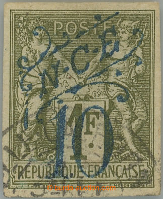 261293 - 1892 Yv.35, overprint Allegory 10c/1F olive, imperforated st