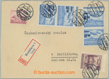 261372 - 1953 LETECKÉ FRANKATURY - SLOVENSKO / R-dopis v místě vyp