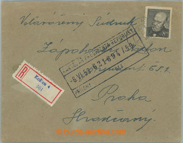 261376 - 1953 POŠTOVNÉ 30Kčs - SLOVAKIA / Reg letter franked stamp