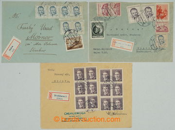 261499 - 1953 DOPORUČENÉ LETTERS - SLOVAKIA / comp. 3 pcs of Reg le