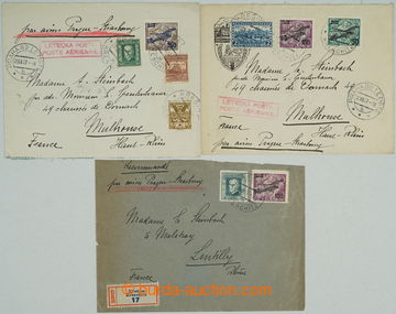 261590 - 1927 comp. of 3 airmail letters with various mixed frankings