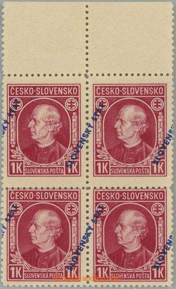 261696 - 1939 Sy.24A VPP, Hlinka 1 Koruna red with overprint, upper m