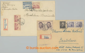 261764 - 1953 AIRMAIL STAMPS FRANKATURY / two Reg letters addressed t