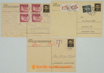 261811 - 1953 DOPISNICE / sestava 3ks CDV Gottwald 1,50Kčs: 1x podfr