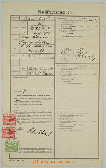 261816 - 1919 POPTÁVACÍ SHEET / Austrian blank form Nachfrageschrei