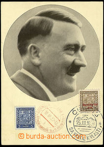 26185 - 1939 Hitler, fotografie v kruhu, vylepeny 2 známky se dvěm
