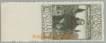 261851 - 1926 Sass.31ca, St. Francis 5L, red Opt CIRENAICA, marginal 