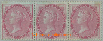 261872 - 1855 SG.36, str-of-3 Victoria 8A carmine, blued paper withou