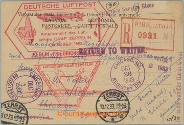 261916 - 1933 Zeppelin / CHICAGOFAHRT 1933, Sie.238, Zuleitung LATVIA