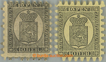 261926 - 1866 Mi.7Bx, 7Cz, 2x Znak 10Pen, na semišovém pruhovaném 