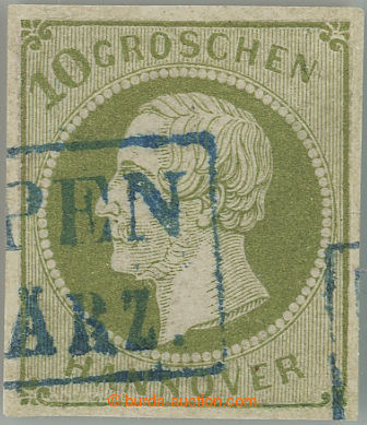 261929 - 1861 Mi.16, George V. 10Gr green with blue frame cancel.; fi