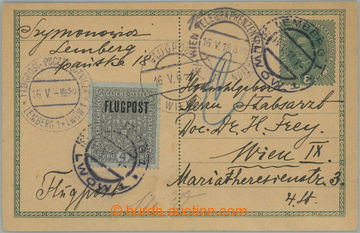 261943 - 1918 ANK.227X, FLUGPOST 4 Koruna on postcard 8h Charles, upr