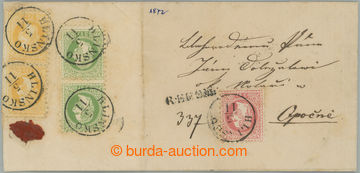 261948 - 1867 Reg letter with multiple tricolor franking 5+2+2+3+3kr 