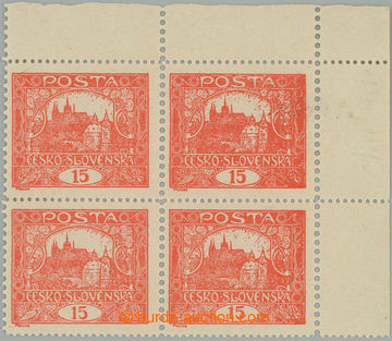 261959 -  Pof.7F, 15h bricky red, UR corner blk-of-4, line perforatio