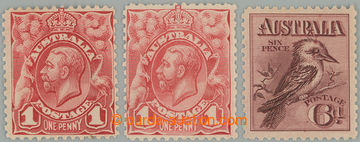 261972 - 1913-1914 SG.17-19, Jiří V. 1P červená + 1P světle rů