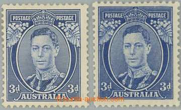 261998 - 1938 SG.168, 168ca, George VI. 3P blue and bright blue; very