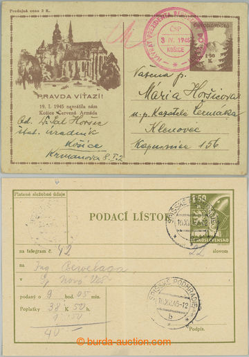 262012 - 1945 CDV73, Košické vydání světle zelená, podací PR K