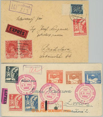 262017 - 1945 comp. of 2 Reg and Express letters, 1x franked with. co