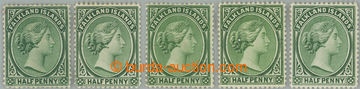 262157 - 1891-1902 SG.15, 16, 17, 17b, 17c, Viktorie ½P, sestava 5 r