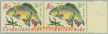 262172 - 1966 Pof.1519 plate variety, Fishes 1Kčs, right marginal ho