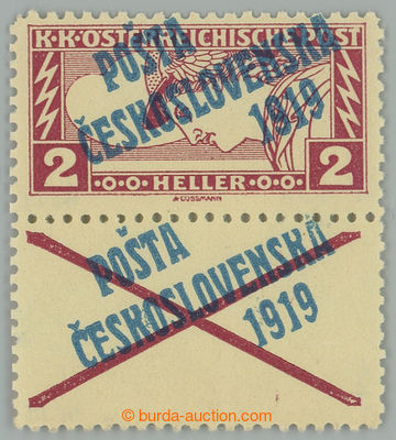 262272 -  Pof.57BK, Rectangle 2h brown-red, blue Opt III. type, with 