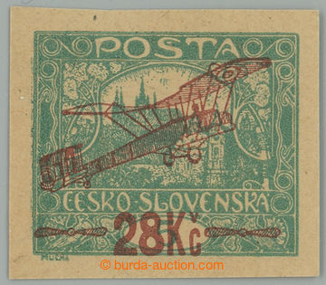 262319 - 1920 PLATE PROOF  overprint 28Kč/5h blue-green, overprint i