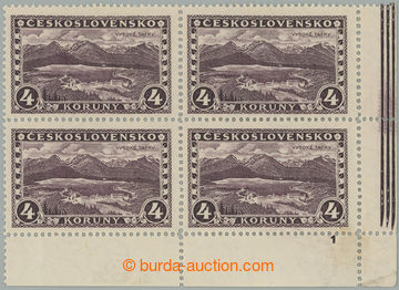 262338 - 1926 Pof.227 plate number, Tatras 4CZK violet, LR corner blk