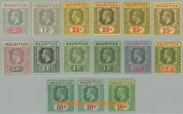 262452 - 1913-1922 SG.196-204, George V. 5C - 10R, comp. of 15 stamps