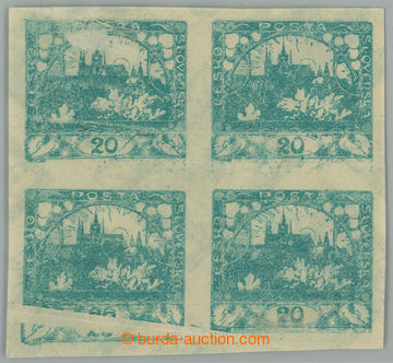 262531 -  Pof.8 production flaw, 20h blue-green, block of four with p