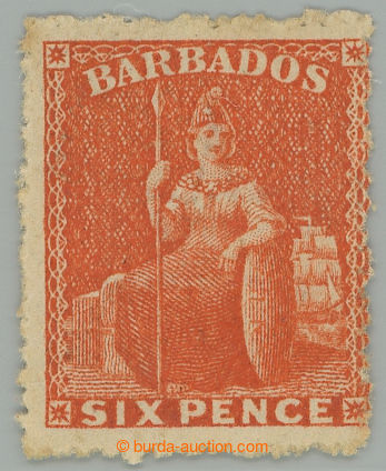 262534 - 1871 SG.50, Britannia 6P orange-vermilion, perforation. 14-1