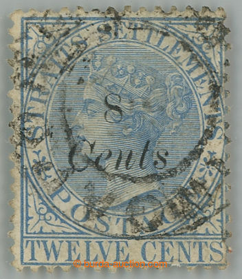 262538 - 1884 SG.84w, Viktorie 12c s přetiskem 8 CENTS, průsvitka P