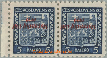 262570 - 1939 Sy.2 FP, Coat of arms 5h blue, horiz. L marginal Pr wit